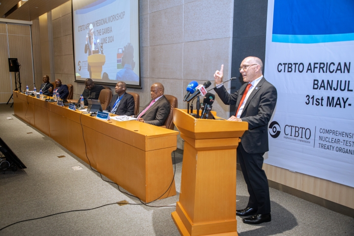 Floyd delivering opening statement during opening session of CTBTO Regional Workshop for States Signatories of African Region